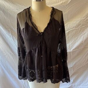 Zara Brown Lace Blouse